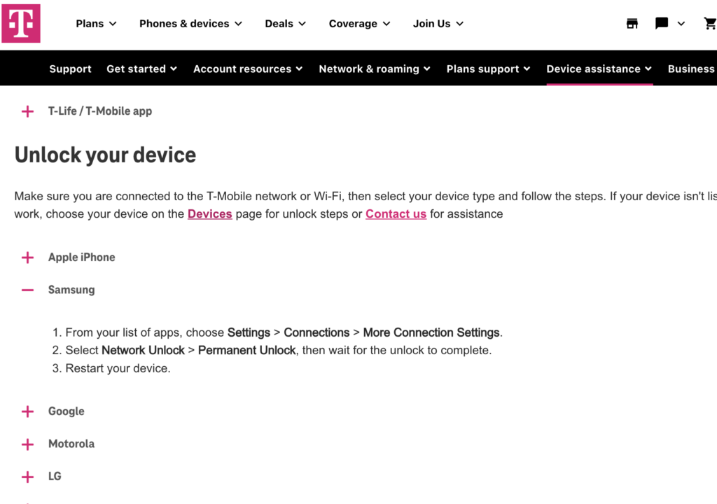 Unlocking Samsung Phone on T-Mobile